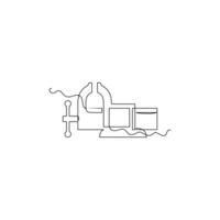 one line art Vice Tool illustration. line art, one continuous line, simple, hand drawn and sketch style. for icons, symbols, signs or logos vector