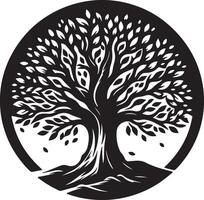 Tree of Life emblem black and white design vector
