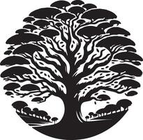 an image of a black and white tree vector
