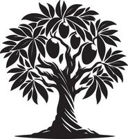 a black and white illustration of a mango tree vector