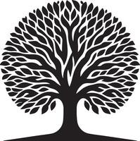 unique clean black and white silhouette of a tree vector