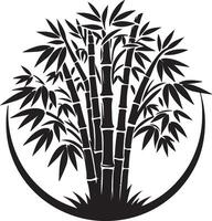 The unique bamboo tree with leaves and branches in a circle vector