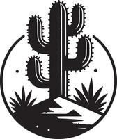 a cactus in a desert with a circle around it vector