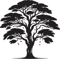 The unique a black and white silhouette of a tree vector