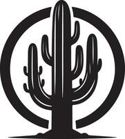 a cactus in a circle with a black and white logo vector
