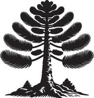 The unique a black and white illustration of a pine tree vector