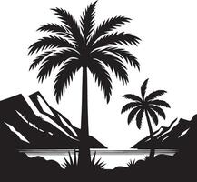 palm trees and mountains in the desert vector