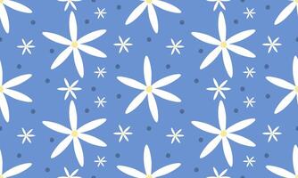 a fabric pattern composed hand drawn of white flower with light blue background , design for fabric or various pattern printing works. vector