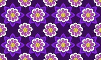 a fabric pattern composed geometric of purple flower with dark purple background , design for fabric or various pattern printing works. vector