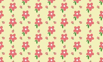 a fabric pattern composed hand drawn of pink flower with yellow background , design for fabric or various pattern printing works. vector