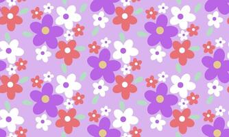 a fabric pattern composed hand drawn of white,purple and pink flower with light purple background , design for fabric or various pattern printing works. vector
