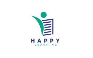 Education logo design Template with happy learnign illustration vector