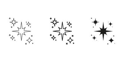 Sparkle And Star Burst Line And Solid Icon Set. Brightness And Twinkle Symbol Collection. Isolated Illustration vector