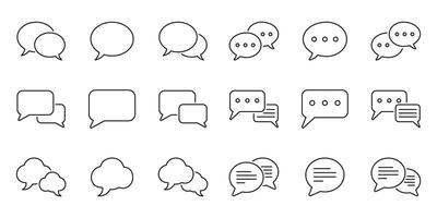 Chat Outline Icons Set. Speech Bubble Symbol. Comment and Message Line Icon. Editable Stroke. Isolated Illustration vector
