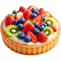 Elegant Fruit Tart with Mixed Berries and Kiwi png