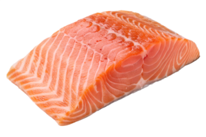 Fresh atlantic salmon fillet isolated on transparent background. Healthy seafood png