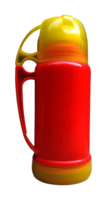 Red Flask, Flask with yellow cap, plastic cover flask, isolated on background png