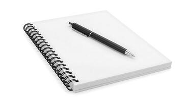 Blank Notebook with Pen Resting on Top Ready for Notes photo