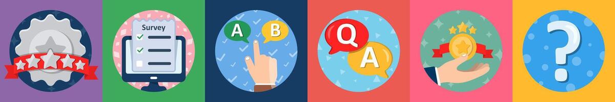 A set of 6 mix icons as platinum, online survey, option vector