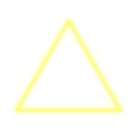 Neon yellow glowing triangle or triangular shape on transparent background. png