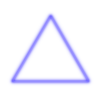Neon blue glowing triangle or triangular shape on transparent background. png