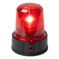 A bright red emergency beacon pulsating with urgent warning, a symbol of immediate attention and potential danger, showcasing a powerful light within its translucent dome. png