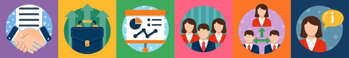 A set of 6 mix icons as partnership, business growth, board presentatio vector