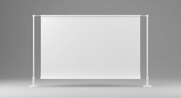Blank White Backdrop on Stand for Event Presentation or Photography photo
