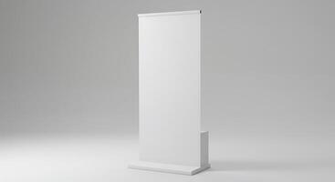 Display Banner Stand Presentation with Blank White Canvas for Promotion photo