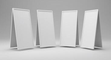 Displaying Multiple White Sandwich Boards on Light Gray Background for Advertisement photo