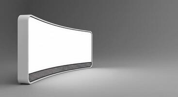 Curved Display on Gray Background Showcasing Modern Design and Blank Screen photo