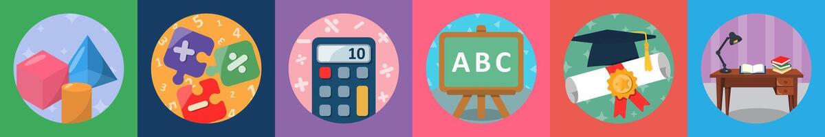 A set of 6 mix icons as geometry, calculation, calculator vector