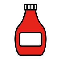 Simple red ketchup bottle icon. vector