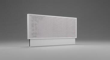 Standing Partition Panel with Mesh Fabric Material on Gray Background photo