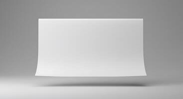 Floating Blank Paper Sheet Mockup on Gray Backdrop for Presentation photo