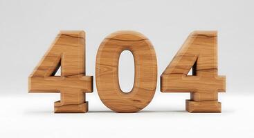Wooden 404 Error Code Isolated on White Background Signifying Page Not Found photo
