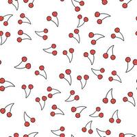hand drawn seamless pattern cherry on white background vector