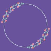 Circle Wreath Border Frame Decorated With Green And Yellow Peach Floral vector