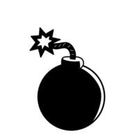 Black and white cartoon bomb illustration with a lit fuse. Perfect for comics, icons, stickers, or design elements with a bold and explosive theme vector