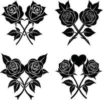 Botanical Shadow Pack Decorative Monochrome Flower Ornaments Digital Group for Artwork and Projects vector