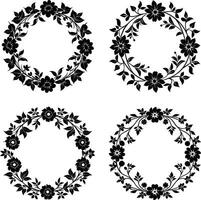Botanical Silhouette Collection Stylish Monochrome Flower Graphics Digital Set for Design and Crafts vector