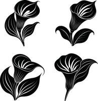 Floral Shadow Pack Decorative Dark Flower Elements Scalable Set for Artwork and Projects vector