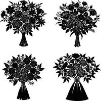 Floral Shadow Collection Ornamental Dark Flower Elements Digital Set for Illustration and Crafts vector