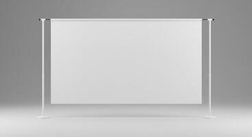 White Backdrop Stand Display with Blank Canvas in Studio Setting photo