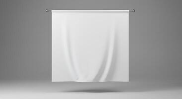 Hanging White Fabric Backdrop Display for Product Presentation or Advertisement photo