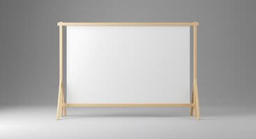 Wooden Frame with White Canvas for Display or Presentation Purposes photo