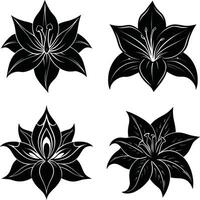 Botanical Outline Pack Ornamental Monochrome Flower Graphics Scalable Assortment for Illustration and Projects vector