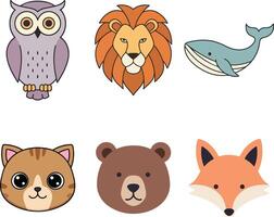 design illustration icons of some animals vector
