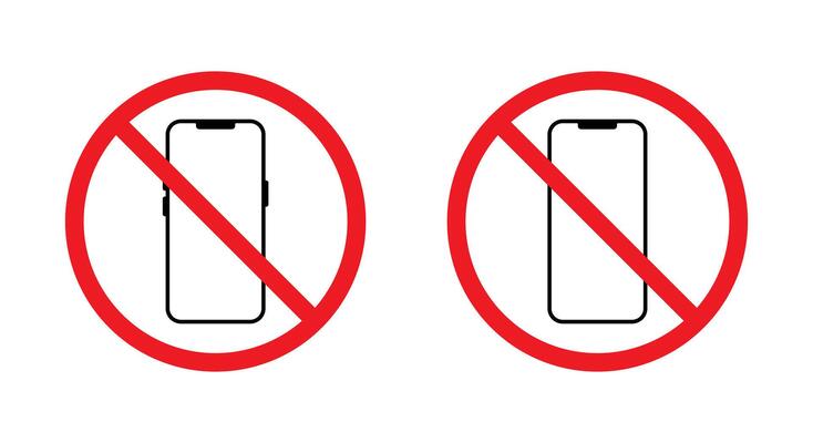 No smartphone area sign symbol. Mobile phone prohibition icon