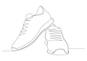 Continuous line art of sneakers. Sports shoes in a line style. vector